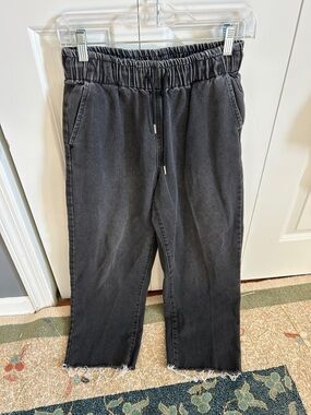 Forever 21 Black Washed Drawstring Jeans with Raw Hem